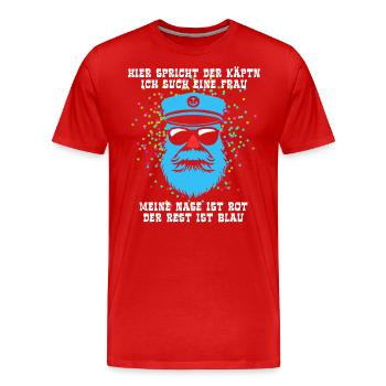 Fastnacht - Karneval - Kapitän sucht Frau - Spruch - Männer Premium Bio T-Shirt - Rot - Vorne - Damien (186cm)