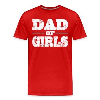 Papa Papa Papa des filles pour la fête des pères - T-shirt bio Premium Homme - rouge - Devant - Damien (186cm)