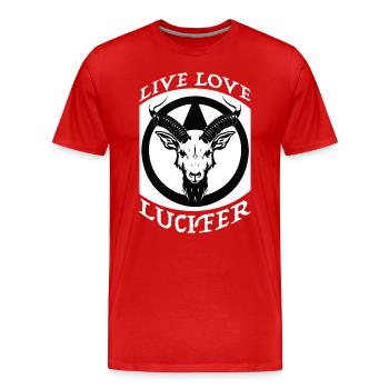 Occult Demon Lucifer goat gift idea - Men's Premium Organic T-Shirt - red - Front - Damien (186cm)