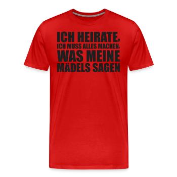 Bachelorette Party Bridal Stag Party Gift - Men's Premium Organic T-Shirt - red - Front - Damien (186cm)