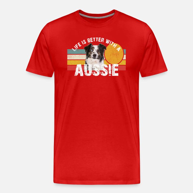 Australischer Schäferhund - Männer Premium Bio T-Shirt - Rot