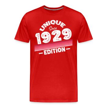 Unique seit 1929 Edition Geburtstag Vintage 1929 - Männer Premium Bio T-Shirt - Rot - Vorne - Damien (186cm)