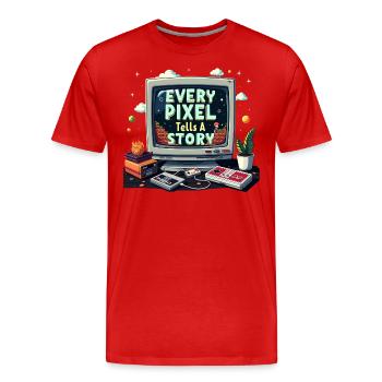 Chaque pixel raconte une histoire - Retro Gaming - T-shirt bio Premium Homme - rouge - Devant - Damien (186cm)