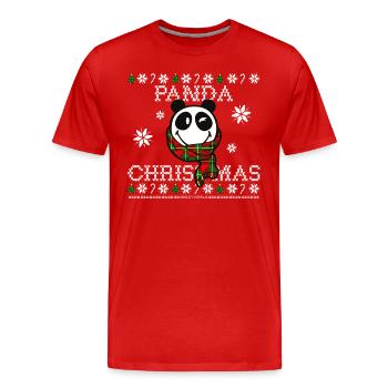 SmileyWorld Lächelnder Panda Weihnachten - Männer Premium Bio T-Shirt - Rot - Vorne - Damien (186cm)