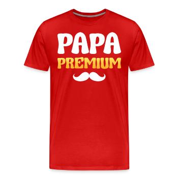 Papa Premium Homme Parent Papa Fête Des Pères 2024 - T-shirt bio Premium Homme - rouge - Devant - Damien (186cm)