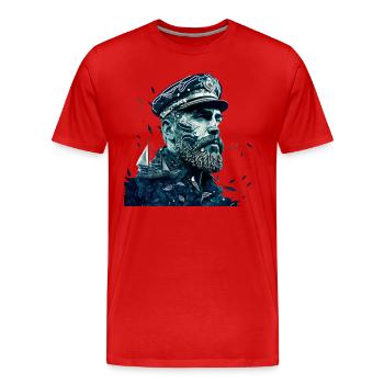 Aventure en haute mer, voilier - T-shirt bio Premium Homme - rouge - Devant - Damien (186cm)