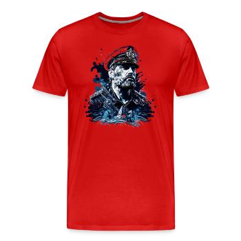 Aventure en haute mer, voilier - T-shirt bio Premium Homme - rouge - Devant - Damien (186cm)