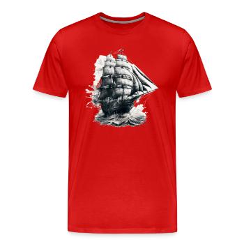 Voilier en haute mer : liberté et aventure - T-shirt bio Premium Homme - rouge - Devant - Damien (186cm)