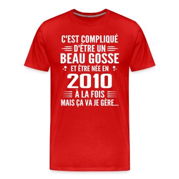 Toujours Beau Gosse 2010 Geburtstagsgeschenk 2010 - Männer Premium Bio T-Shirt - Rot - Vorne - Damien (186cm)