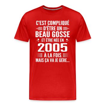 Toujours Beau Gosse 2005 Geburtstagsgeschenk 2005 - Männer Premium Bio T-Shirt - Rot - Vorne - Damien (186cm)