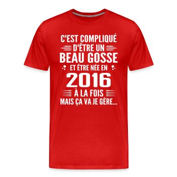 Toujours Beau Gosse 2016 Geburtstagsgeschenk 2016 - Männer Premium Bio T-Shirt - Rot - Vorne - Damien (186cm)