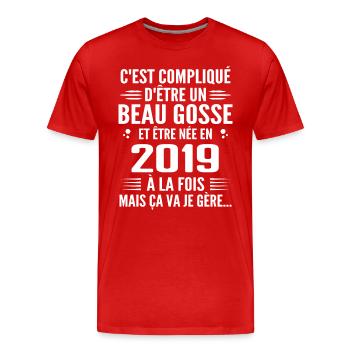 Toujours Beau Gosse 2019 Geburtstagsgeschenk 2019 - Männer Premium Bio T-Shirt - Rot - Vorne - Damien (186cm)
