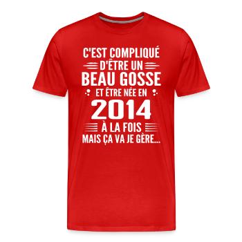 Toujours Beau Gosse 2014 Geburtstagsgeschenk 2014 - Männer Premium Bio T-Shirt - Rot - Vorne - Damien (186cm)
