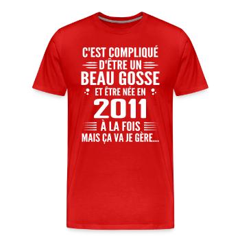 Toujours Beau Gosse 2011 Geburtstagsgeschenk 2011 - Männer Premium Bio T-Shirt - Rot - Vorne - Damien (186cm)