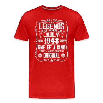 Jahrgang Juli 1948 Geburtstag 1948 Juli 1948 - Männer Premium Bio T-Shirt - Rot - Vorne - Damien (186cm)