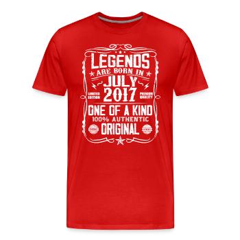 Né en Juillet 2017 Anniversaire 2017 Juillet 2017 - T-shirt bio Premium Homme - rouge - Devant - Damien (186cm)