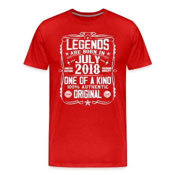Né en Juillet 2018 Anniversaire 2018 Juillet 2018 - T-shirt bio Premium Homme - rouge - Devant - Damien (186cm)