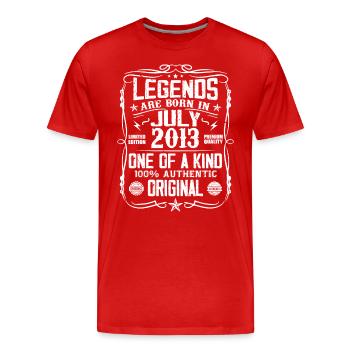 Né en Juillet 2013 Anniversaire 2013 Juillet 2013 - T-shirt bio Premium Homme - rouge - Devant - Damien (186cm)