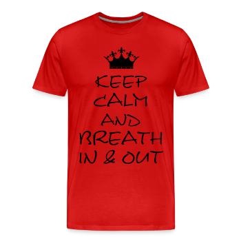 Keep Calm and in and out black Yoga - Männer Premium Bio T-Shirt - Rot - Vorne - Damien (186cm)