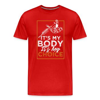 Tatouage à l’encre Tatouage - T-shirt bio Premium Homme - rouge - Devant - Damien (186cm)