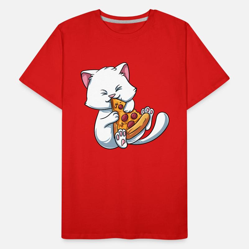 Kitten cat eats pizza Men's Premium Organic T-Shirt