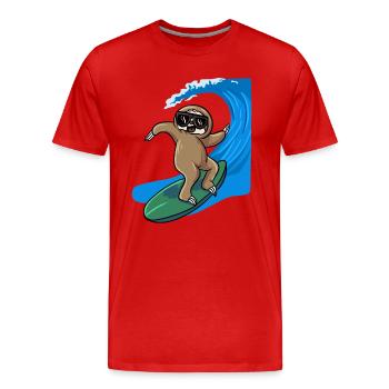 Sloth Surfer Planche de surf Planche de surf - T-shirt bio Premium Homme - rouge - Devant - Damien (186cm)