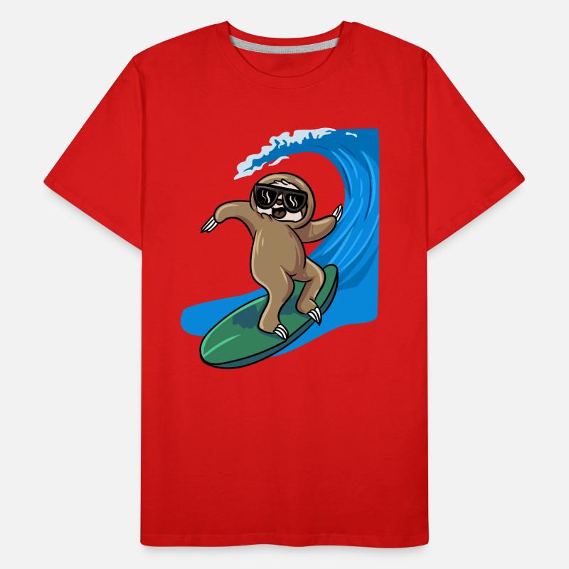 Sloth Surfer Planche de surf Planche de surf T-shirt bio Premium Homme