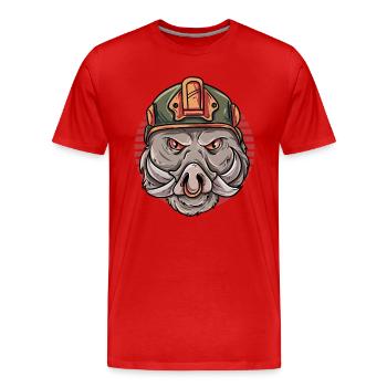 Wildschwein Keiler - Männer Premium Bio T-Shirt - Rot - Vorne - Damien (186cm)