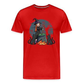 Sorcière avec bouilloire - T-shirt bio Premium Homme - rouge - Devant - Damien (186cm)
