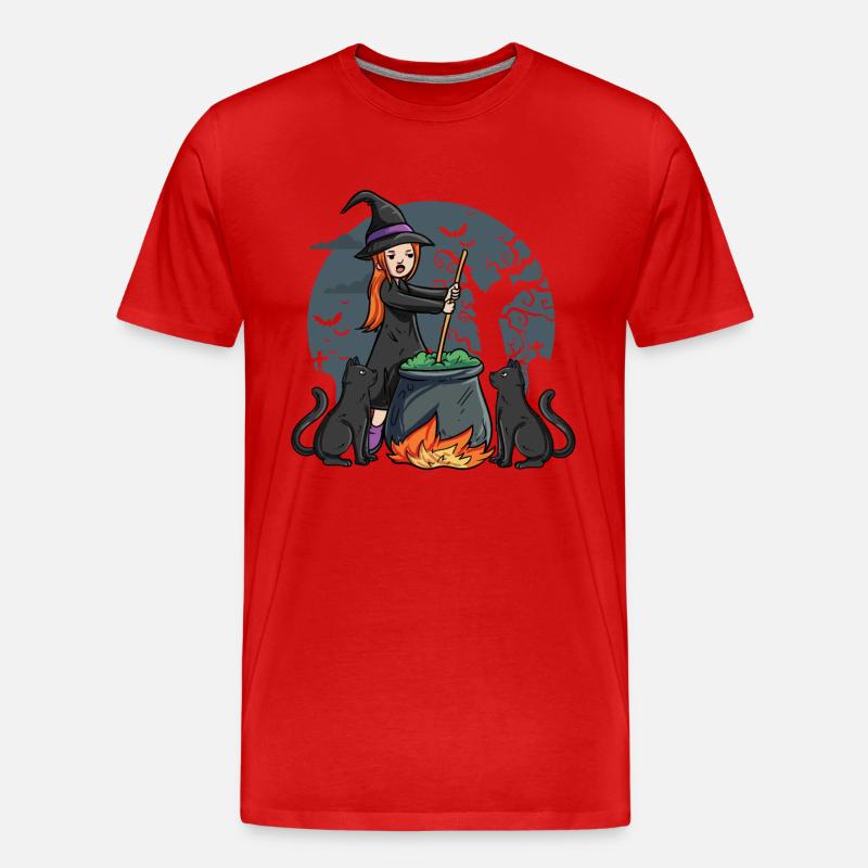 Hexe mit Kessel - Männer Premium Bio T-Shirt - Rot