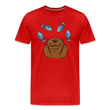 Loutre jongleuse - T-shirt bio Premium Homme - rouge - Devant - Damien (186cm)