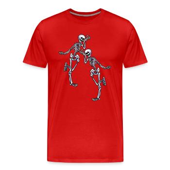 Tanzende Skelette - Männer Premium Bio T-Shirt - Rot - Vorne - Damien (186cm)