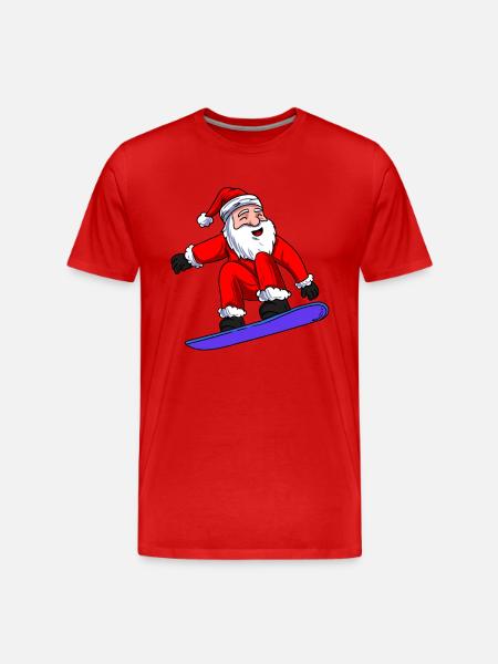 Santa Claus Snowboarding - Men's Premium Organic T-Shirt - red