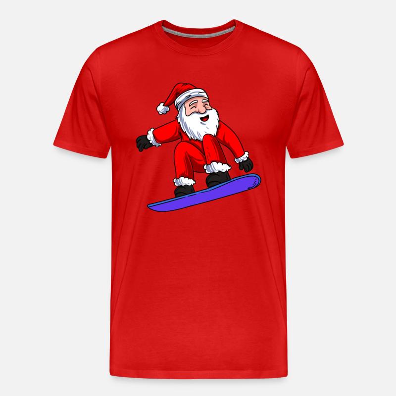 Weihnachtsmann Snowboarding - Männer Premium Bio T-Shirt - Rot