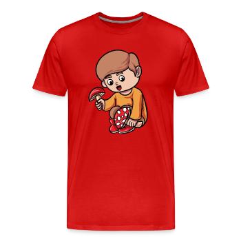 Champignon de dessin animé - T-shirt bio Premium Homme - rouge - Devant - Damien (186cm)