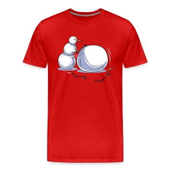 Bonhomme de neige - T-shirt bio Premium Homme - rouge - Devant - Damien (186cm)