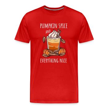 Coffee Drinker Pumpkin Autumn - Men's Premium Organic T-Shirt - red - Front - Damien (186cm)