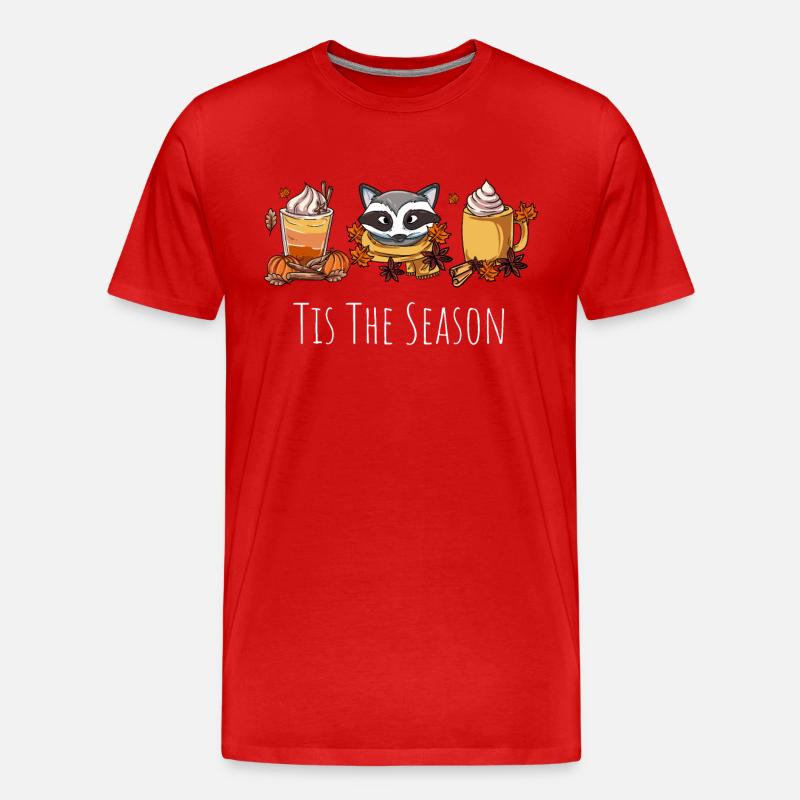 Waschbär Kaffeebecher - Männer Premium Bio T-Shirt - Rot
