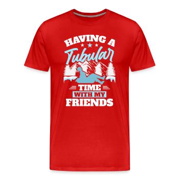 Snowtubing Sports d’hiver - T-shirt bio Premium Homme - rouge - Devant - Damien (186cm)