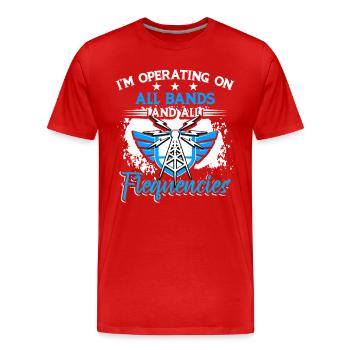 Operator Betrieb von Amateurfunkfrequenzen - Männer Premium Bio T-Shirt - Rot - Vorne - Damien (186cm)