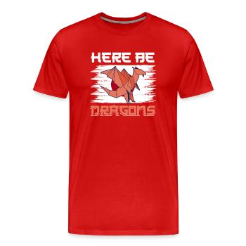 Dragon son origami de pli de papier - T-shirt bio Premium Homme - rouge - Devant - Damien (186cm)