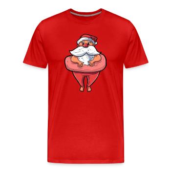 Père Noël en maillot de bain - T-shirt bio Premium Homme - rouge - Devant - Damien (186cm)