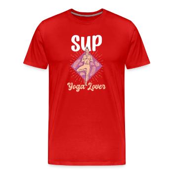 Yogini Stand Up Surfboarder - Men's Premium Organic T-Shirt - red - Front - Damien (186cm)