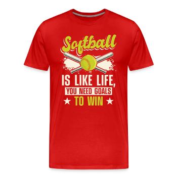 Softball Trainer Ballspiel - Männer Premium Bio T-Shirt - Rot - Vorne - Damien (186cm)