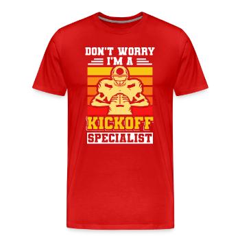 Team Sports Kickoff Specialist - Men's Premium Organic T-Shirt - red - Front - Damien (186cm)