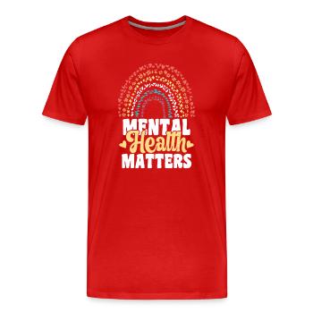 Sensibilisation à la santé mentale du cerveau humain - T-shirt bio Premium Homme - rouge - Devant - Damien (186cm)