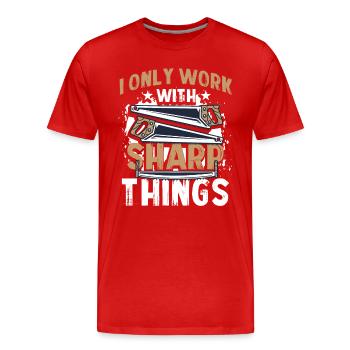 Chainsaw Carving Lumberjacks - Men's Premium Organic T-Shirt - red - Front - Damien (186cm)