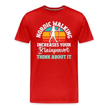 Course à pied Fitness Trekking en montagne Randonneurs - T-shirt bio Premium Homme - rouge - Devant - Damien (186cm)