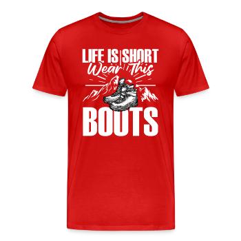 Hiking Hiking Shoes Hike - Men's Premium Organic T-Shirt - red - Front - Damien (186cm)
