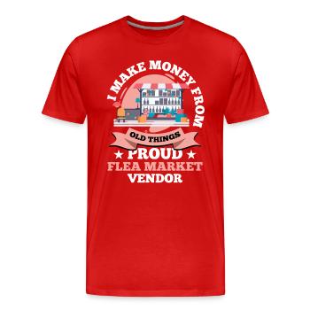 Basar Stolzer Flohmarktverkäufer Junkie - Männer Premium Bio T-Shirt - Rot - Vorne - Damien (186cm)